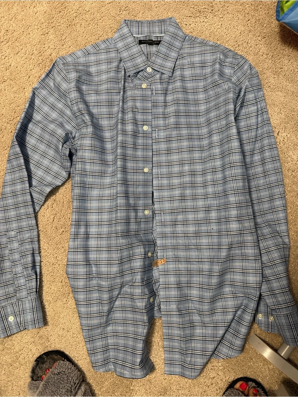 Banana Republic Men’s Light Blue Plaid Button-Down Shirt